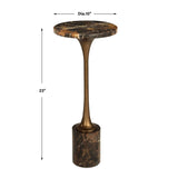 Black Marble Pedestal Drink Table by Uttermost Karnes, alternate view 6
