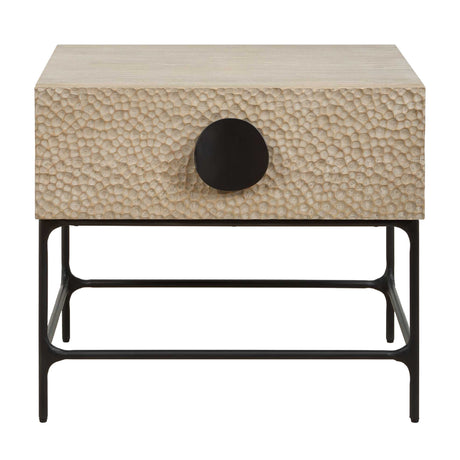Modern European furniture - Carved Elm 1-Drawer Side Table - www.oroa.com