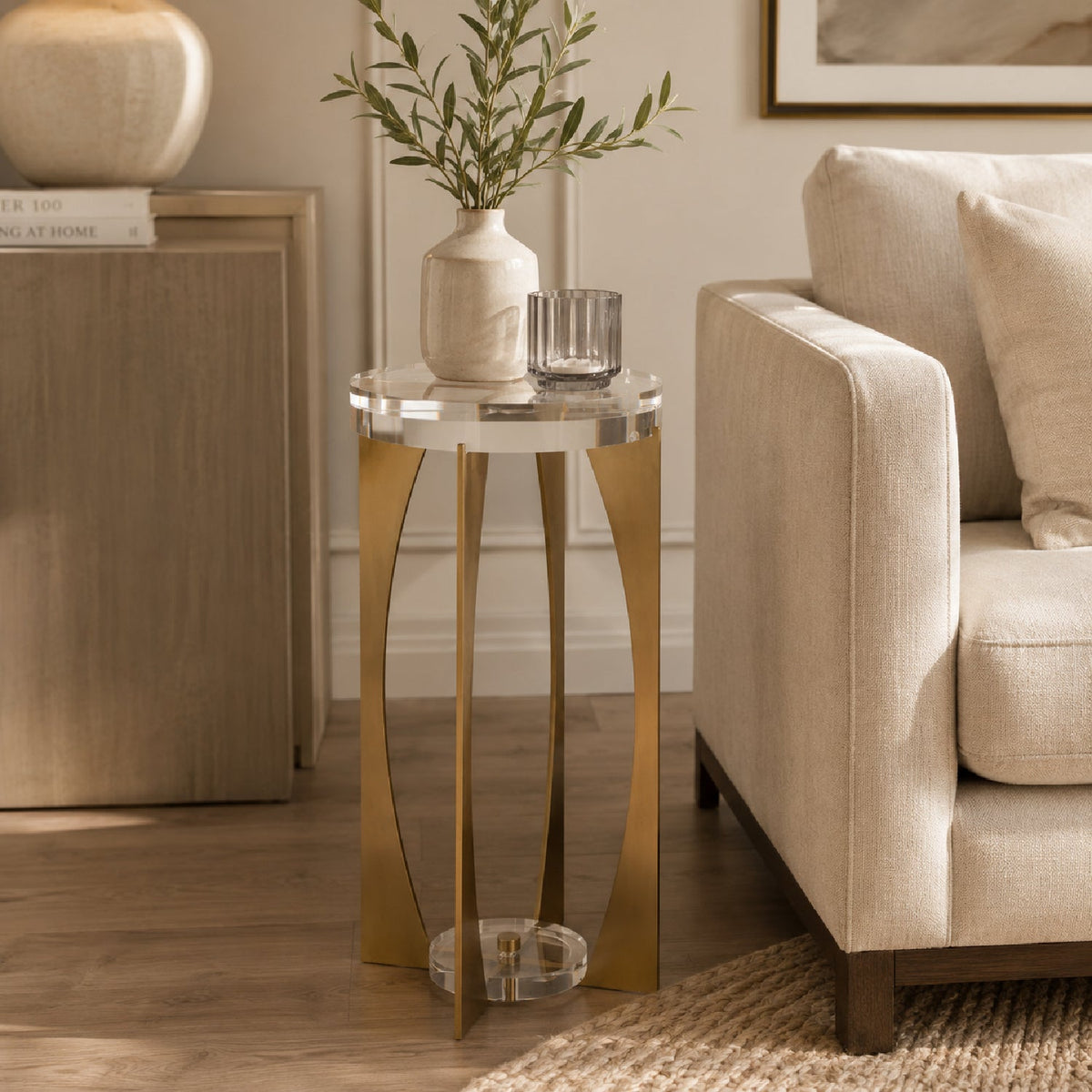 Brass Open-Frame Crystal Accent Table by Uttermost Kolkata, alternate view 2