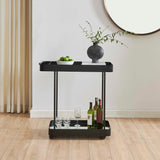 Modern European furniture - Black Iron Framed Bar Cart - www.oroa.com