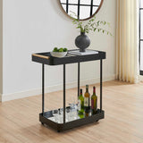 Modern European furniture - Black Iron Framed Bar Cart - www.oroa.com