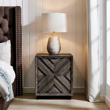 Modern European furniture - Oak Chevron One-Door Cabinet - www.oroa.com