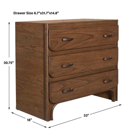 Rustic Wooden 3-Drawer Chest by Uttermost McKagan, alternate view 9