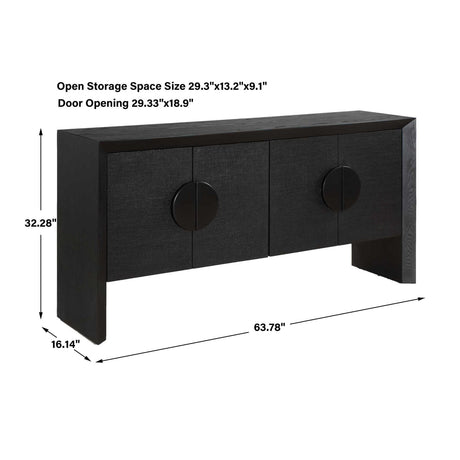 Black Grasscloth 4-Door Cabinet by Uttermost Williams, alternate view 13
