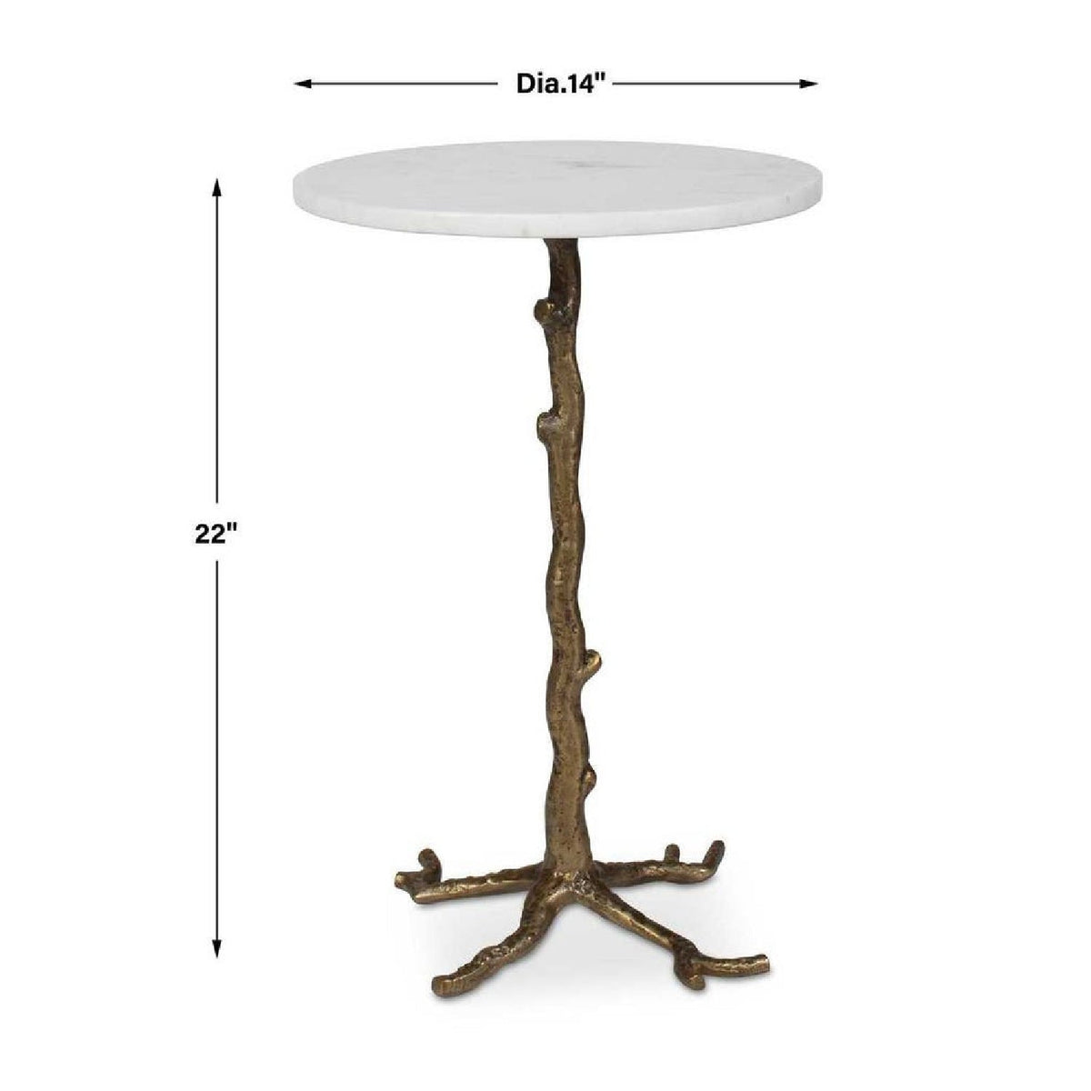 Round White Marble Accent Table by Uttermost Calais, alternate view 8