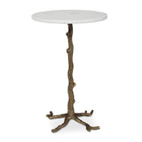 Round White Marble Accent Table by Uttermost Calais, alternate view 4