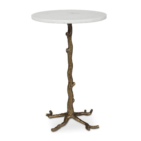 Round White Marble Accent Table by Uttermost Calais, alternate view 4