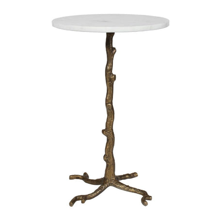 Round White Marble Accent Table by Uttermost Calais, alternate view 3