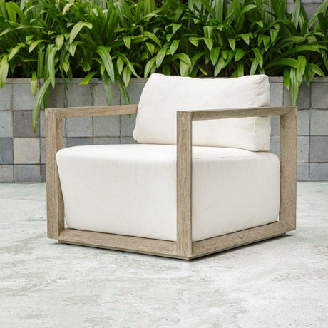 Modern European furniture - White Cushioned Outdoor Lounge Chair - www.oroa.com