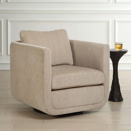 Modern European furniture - Chenille Rounded Swivel Chair - www.oroa.com
