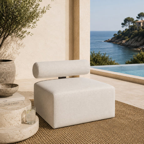 White Fabric Outdoor Sofa by Uttermost Bolster, alternate view 2