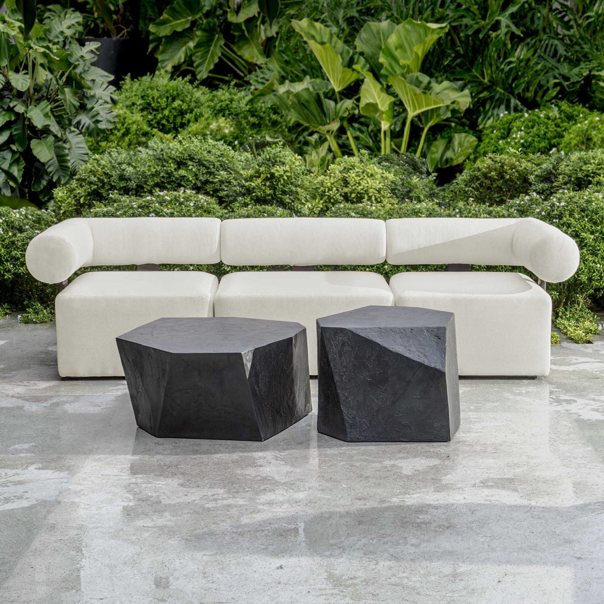White Fabric Outdoor Sofa by Uttermost Bolster, alternate view 14
