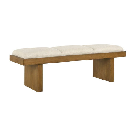 Wood Framed White Boucle Bench by Uttermost Haden, alternate view 3