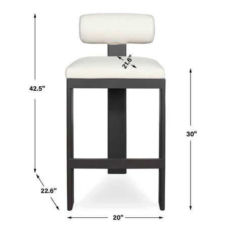 White Padded Outdoor Bar Stool by Uttermost Bolster, alternate view 11