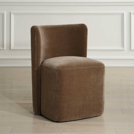 Brown Velvet Caster Dining Chair by Uttermost Outlook, alternate view 8