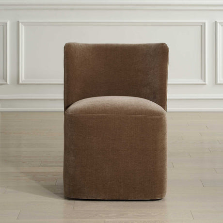 Brown Velvet Caster Dining Chair by Uttermost Outlook, alternate view 9
