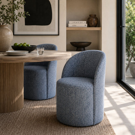 Modern European furniture - Chenille Caster Swivel Dining Chair - www.oroa.com