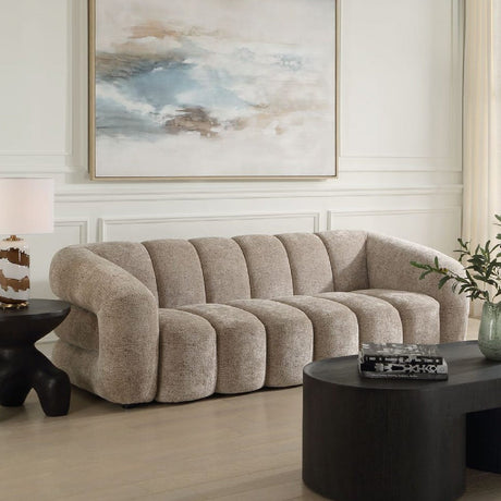 Beige Chenille Channeled Sofa by Uttermost Modella, alternate view 10