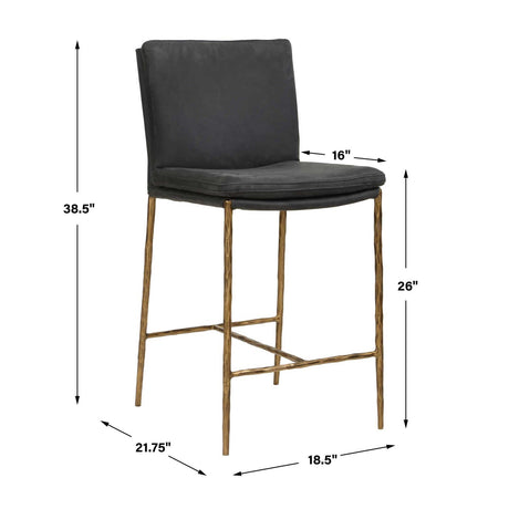 Gray Leather Counter Stool by Uttermost Ascend, alternate view 11