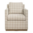 Beige Plaid Linen Swivel Chair by Uttermost Basie