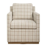 Beige Plaid Linen Swivel Chair by Uttermost Basie