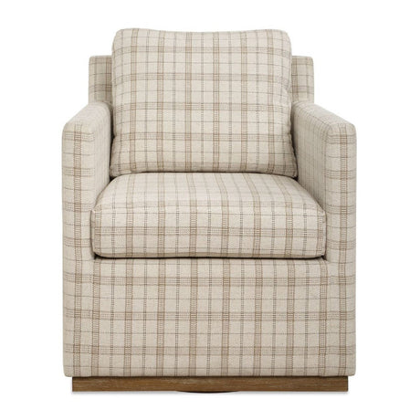 Beige Plaid Linen Swivel Chair by Uttermost Basie