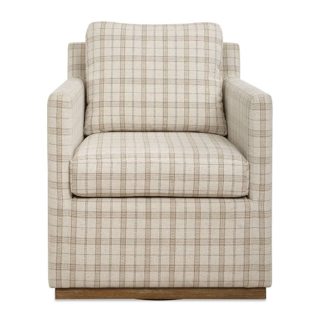 Beige Plaid Linen Swivel Chair by Uttermost Basie