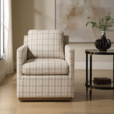 Beige Plaid Linen Swivel Chair by Uttermost Basie, alternate view 2