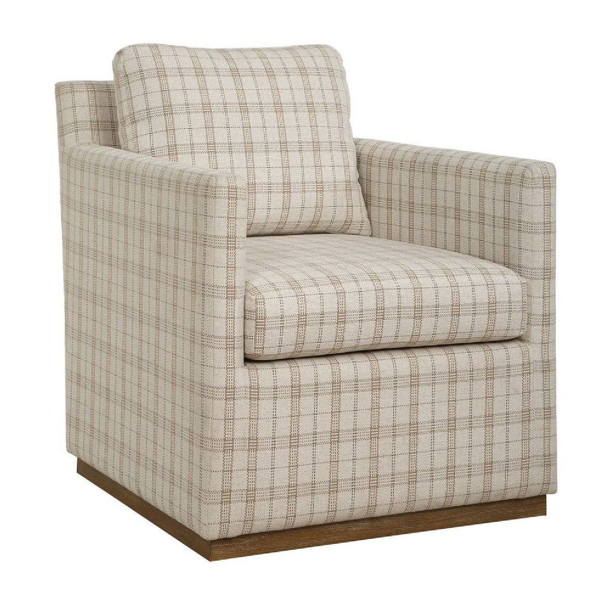 Beige Plaid Linen Swivel Chair by Uttermost Basie, alternate view 3