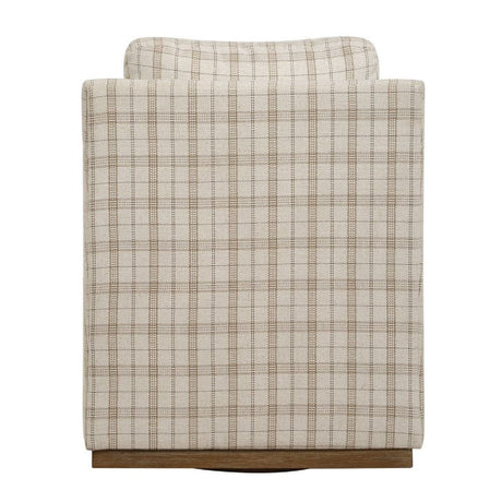 Beige Plaid Linen Swivel Chair by Uttermost Basie, alternate view 6