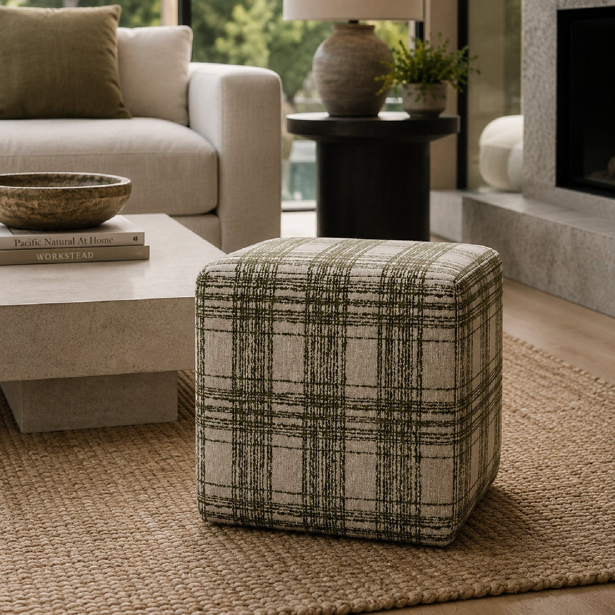 Modern European furniture - Chenille Cube Ottoman - www.oroa.com