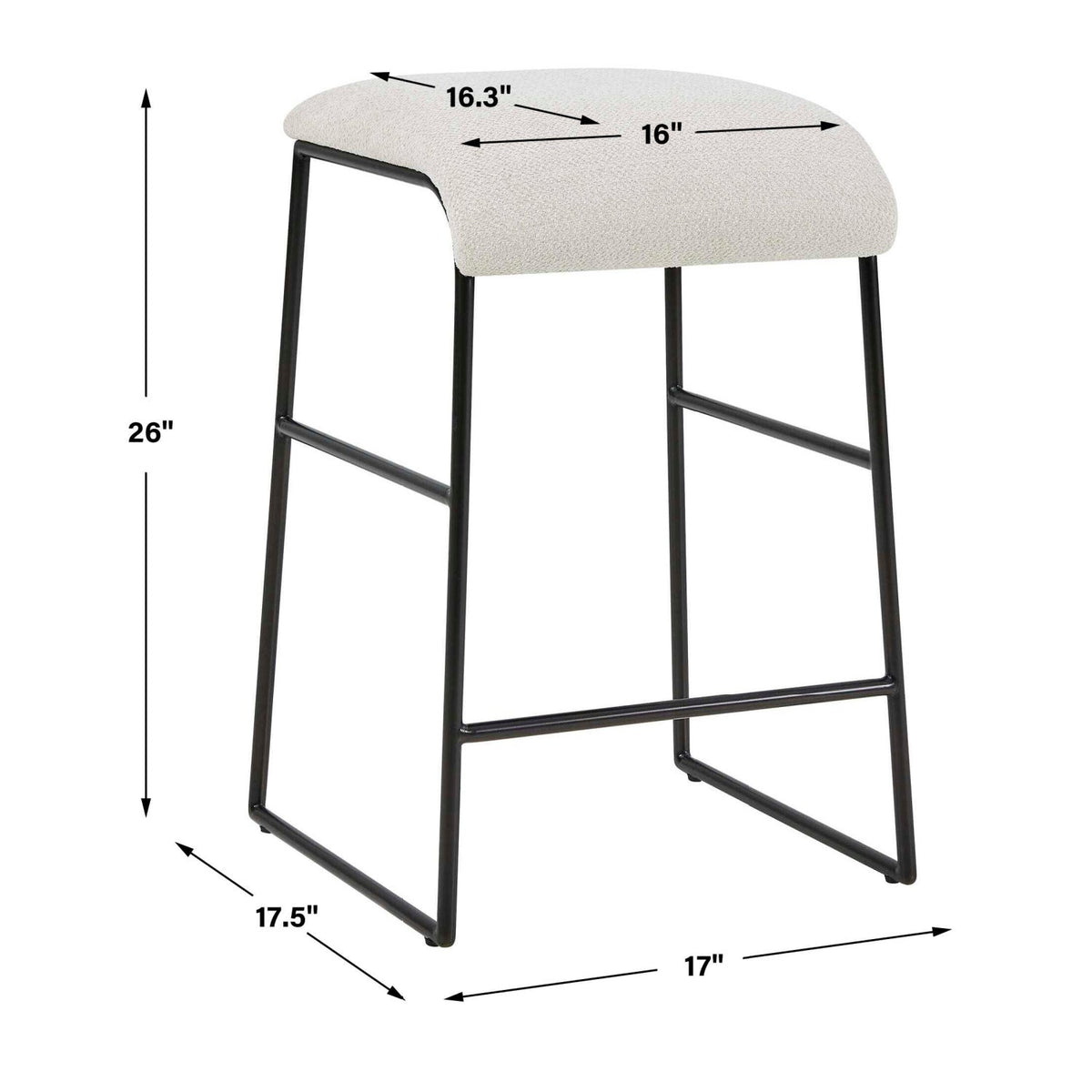 Cream Fabric Seat Counter Stool by Uttermost Arcane, alternate view 9