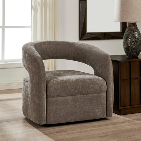 Modern European furniture - Taupe Velvet Swivel Chair - www.oroa.com