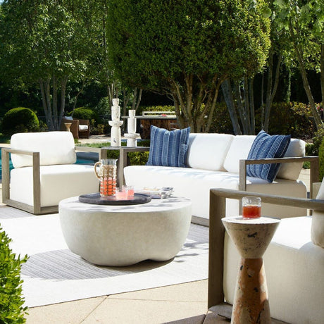 Modern European furniture - White Cushioned 3-Seater Outdoor Sofa - www.oroa.com