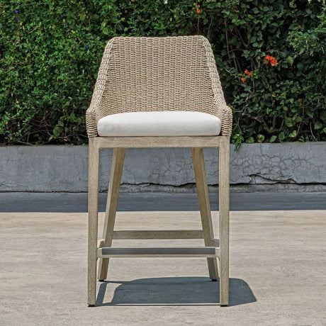 Beige Wicker Outdoor Counter Stool by Uttermost Paloma, alternate view 2