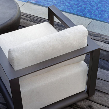 Modern European furniture - White Cushioned Outdoor Lounge Chair - www.oroa.com