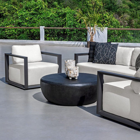 Modern European furniture - White Cushioned Outdoor Lounge Chair - www.oroa.com