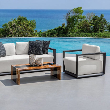 Modern European furniture - White Cushioned Outdoor Lounge Chair - www.oroa.com