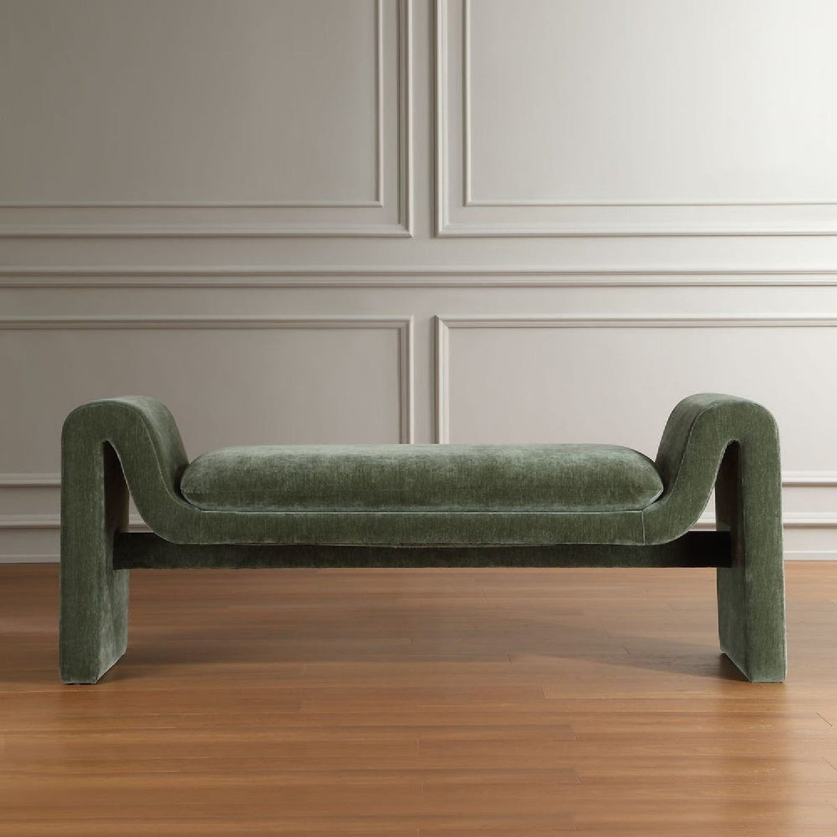 Green Velvet Curved Bench by Uttermost Manson, alternate view 6