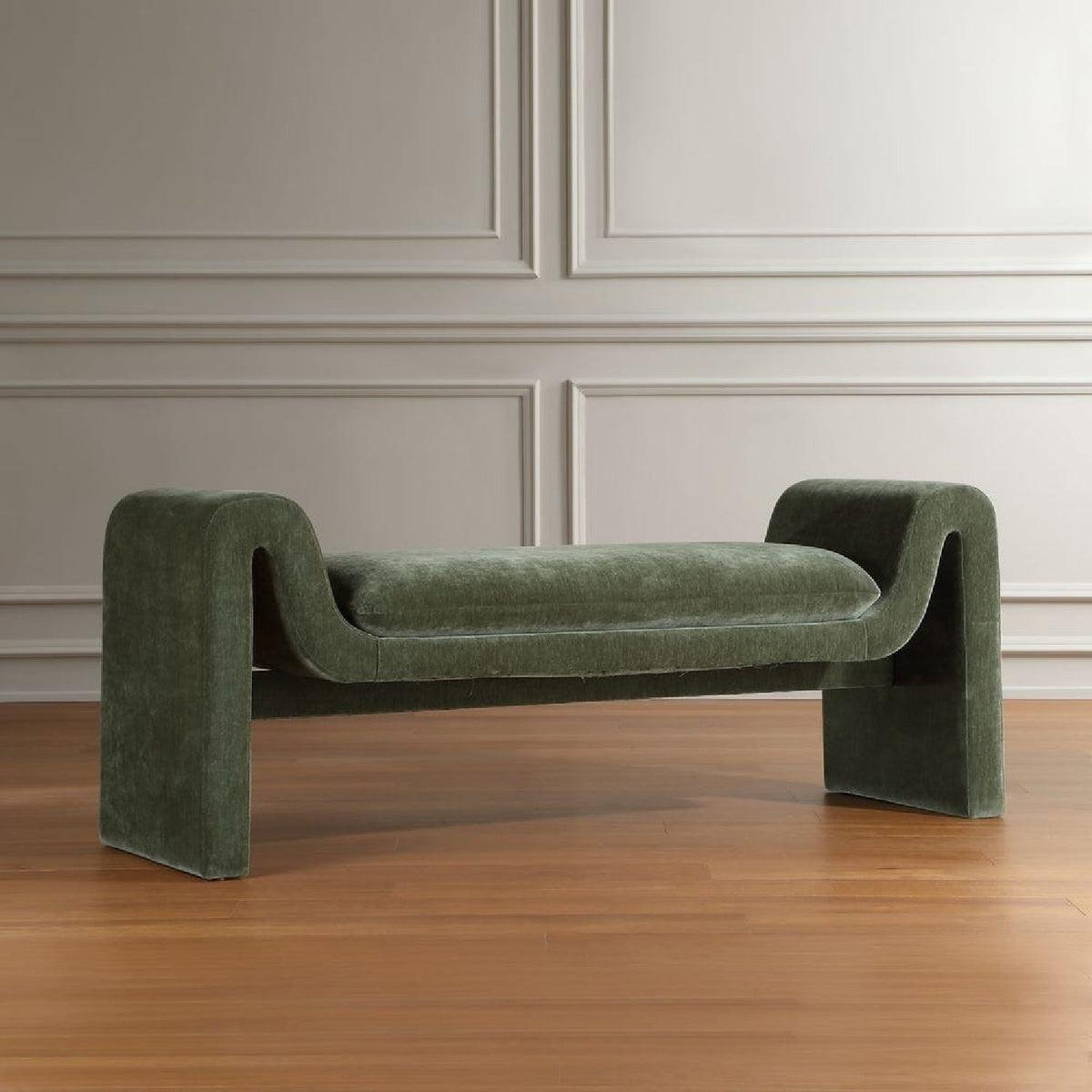 Green Velvet Curved Bench by Uttermost Manson, alternate view 5