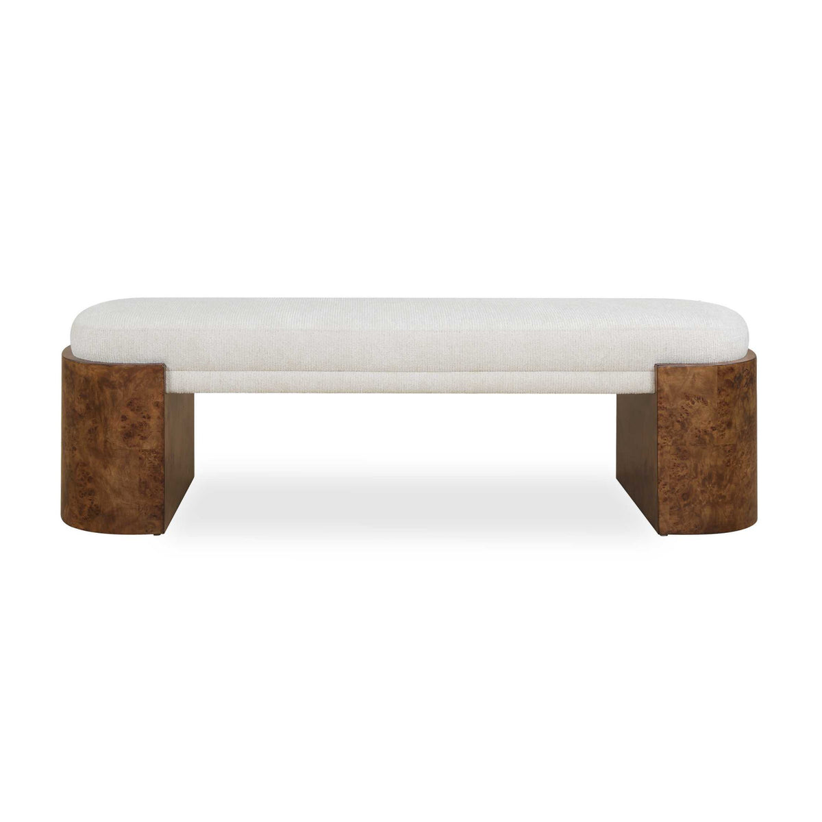 Modern European furniture - Burl Framed White Fabric Bench - www.oroa.com