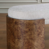 Modern European furniture - Burl Framed White Fabric Bench - www.oroa.com