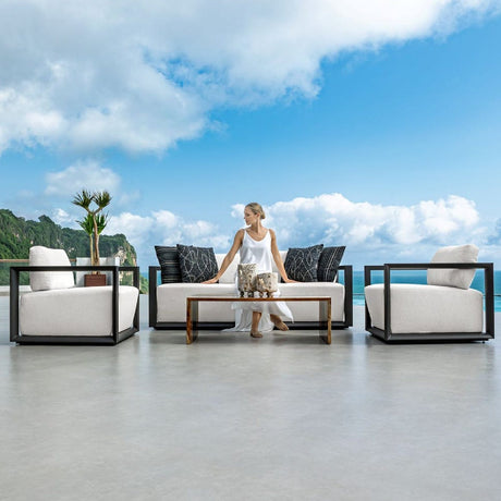 Modern European furniture - White Cushioned 3-Seater Outdoor Sofa - www.oroa.com