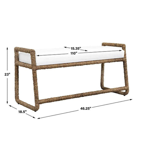 Banana Fiber Wrapped Bench by Uttermost Araiza, alternate view 7