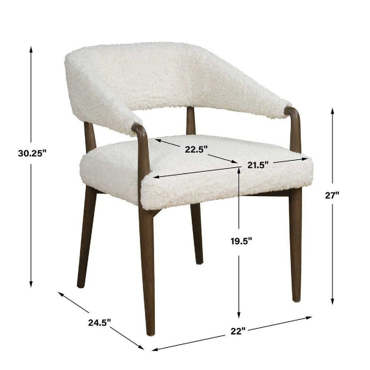 Cream Shearling Dining Chair by Uttermost Austell, alternate view 9