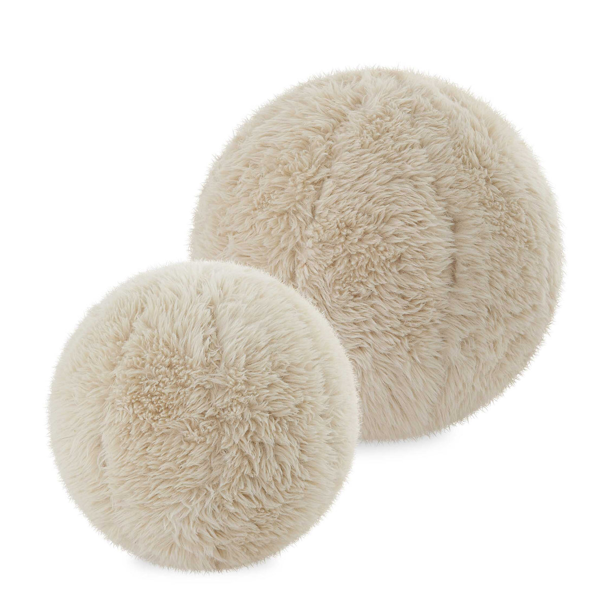 Modern European furniture - Cream Sheepskin-Look Ball Pillows (2) - www.oroa.com