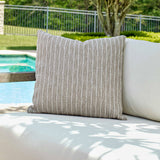 Modern European furniture - Cream Boucle Stripes Outdoor Pillow - www.oroa.com