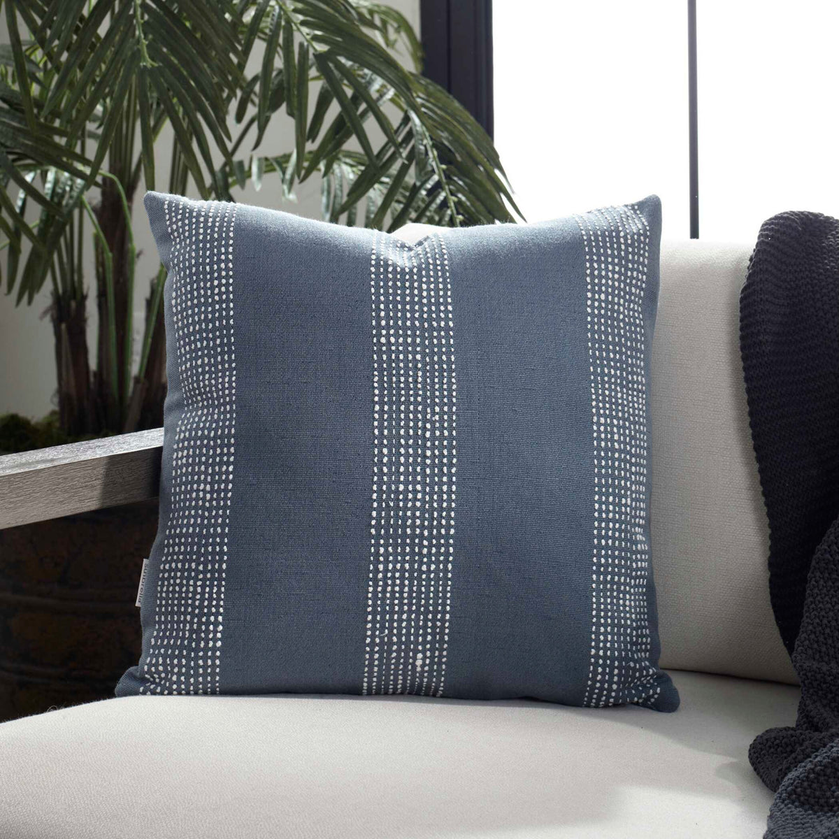 Modern European furniture - Blue Raised Stripes Outdoor Pillow - www.oroa.com