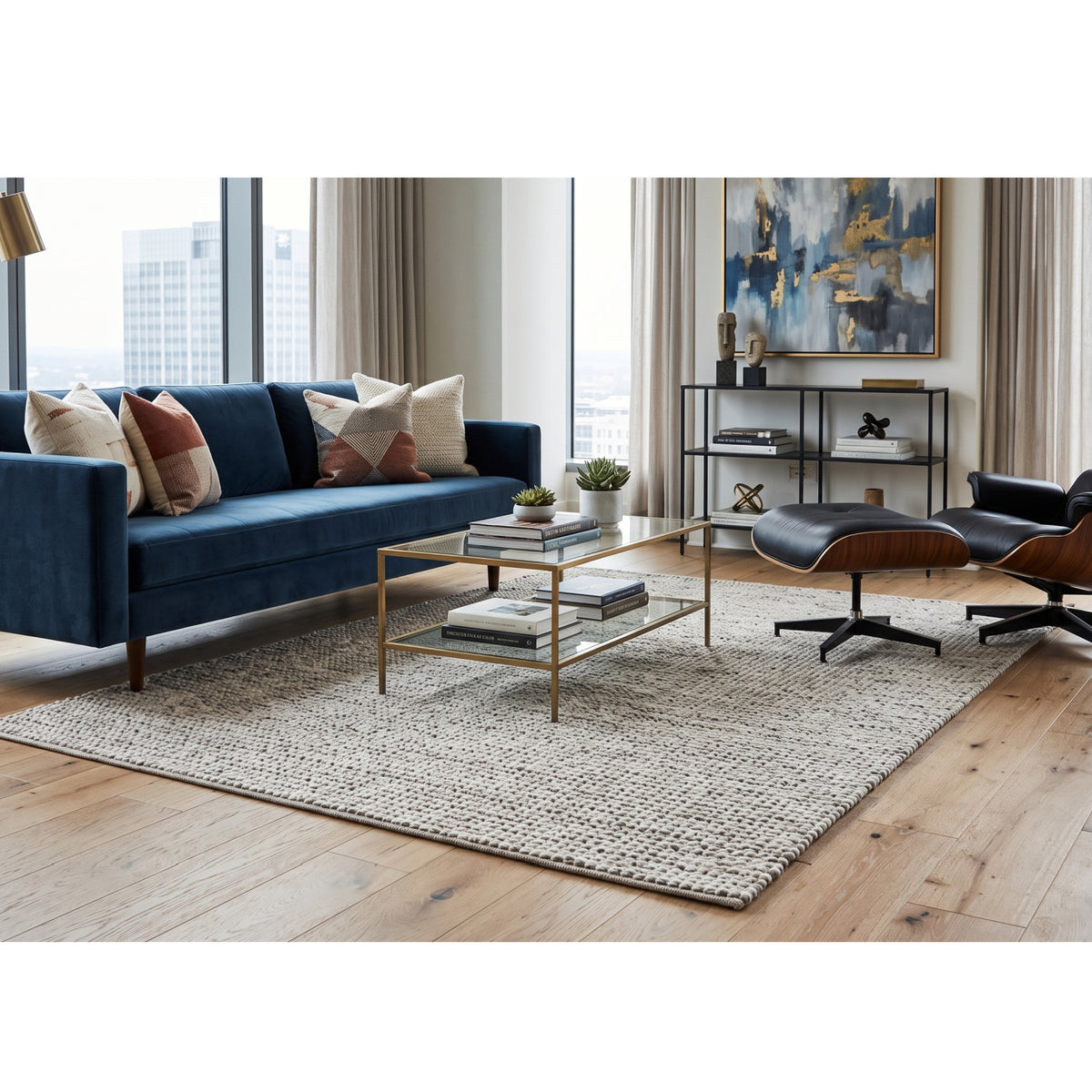 Modern European furniture - Handwoven Hemp & Leather Rug - www.oroa.com