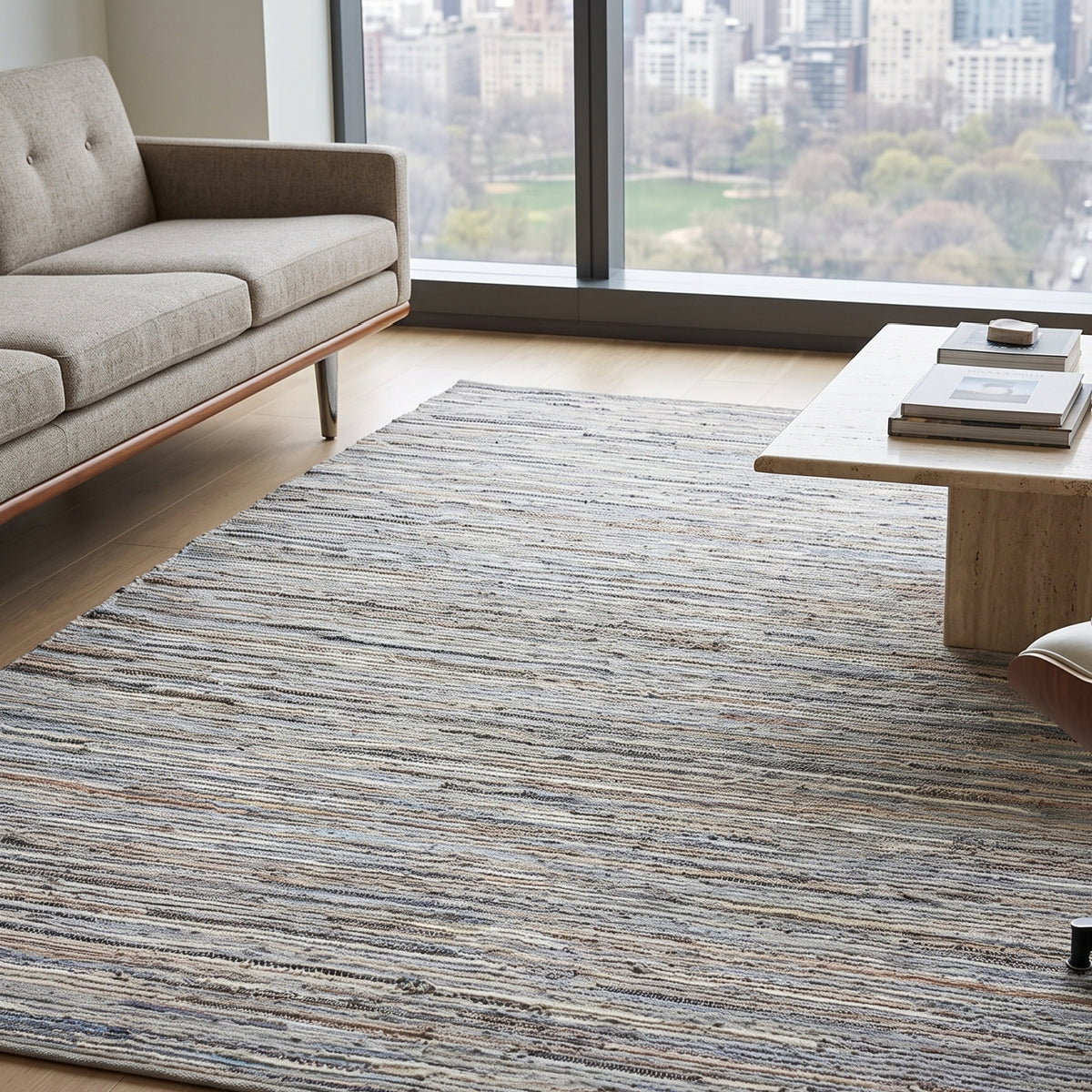 Modern European furniture - Handwoven Hemp & Leather Rug - www.oroa.com